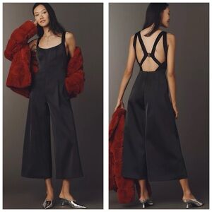 ANTHROPOLOGIE SATIN WIDE-LEG JUMPSUIT